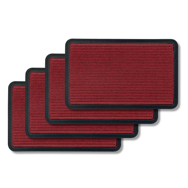 Drei Fußmatten mit Streifenmuster und Bordüre