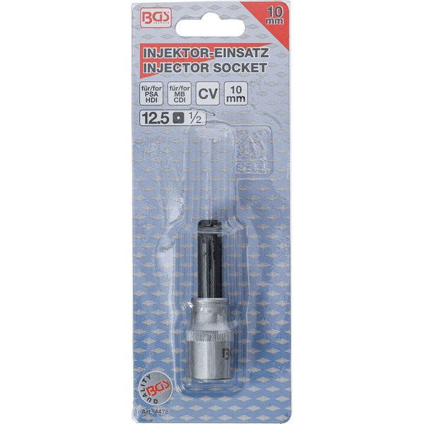 BGS Injektor-Einsatz Antrieb Innenvierkant 12,5 mm (1/2) Abtrieb Innensechskant 10 mm - 4478