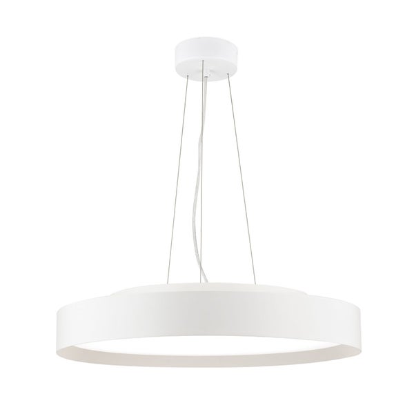 Moderne runde LED Pendelleuchte mit flachem Design und Deckenbefestigung für eine gleichmäßige Raumbeleuchtung.