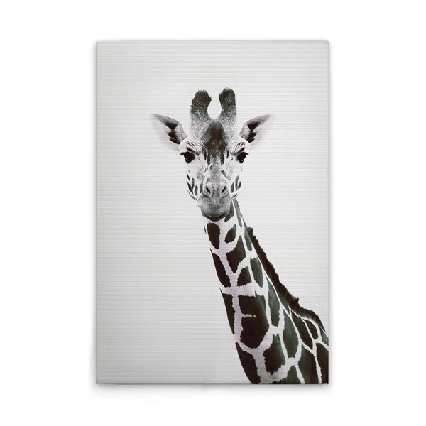 Schwarzweiß-Leinwanddruck mit Giraffenmotiv