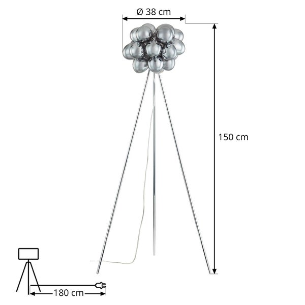 Lucande Stehlampe Diborah (Design, Modern) in Alu aus Glas (3 flammig G9) - Stehleuchte Standleuchte Floor Lamp Wohnzimmerlampe Wohnzimmerleuchte