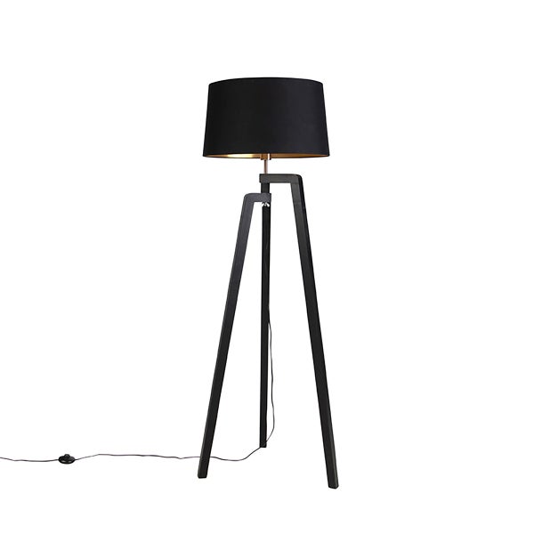 Smartes Stehlampenstativ mit Schirm schwarz mit Gold 50 cm inkl. Wif A60 - Puros