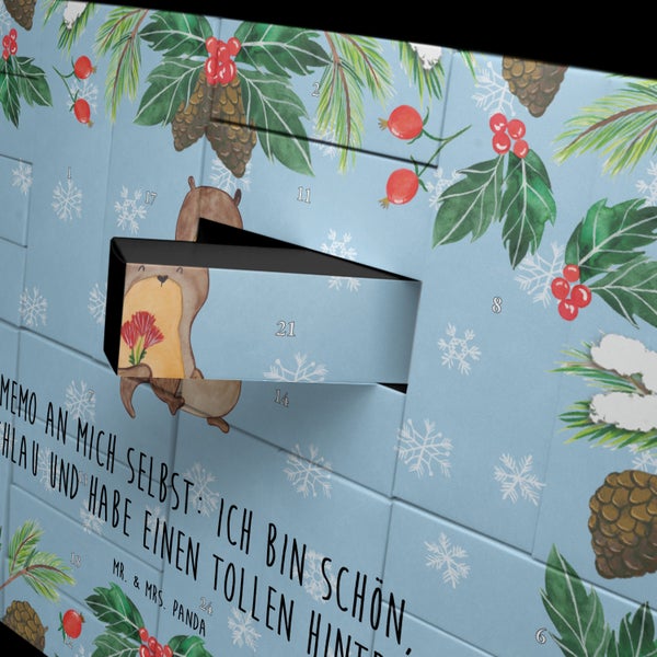 Mr. & Mrs. Panda Befüllbarer Adventskalender Otter Blumenstrauß - Blau Pastell