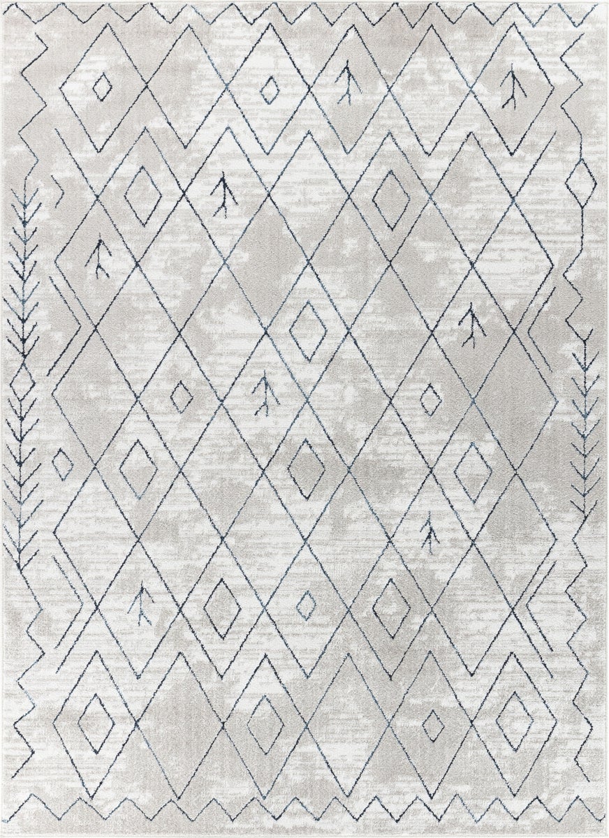 Etnhischer Berber Teppich - Weiß/Blau - 200x275cm - FABIA
