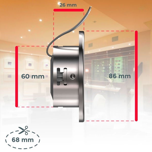 Einbauspot 68mm 5er Set - 230V, 4,8W, 400lm, LED, warmweiß, matt-nickel
