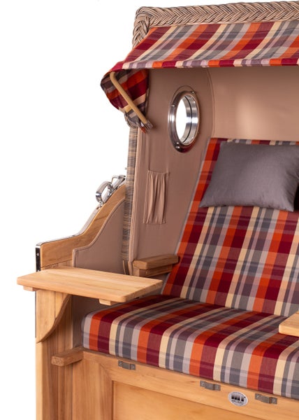 Strandkorb Westerland Teak Bullauge PE grey Dessin 584