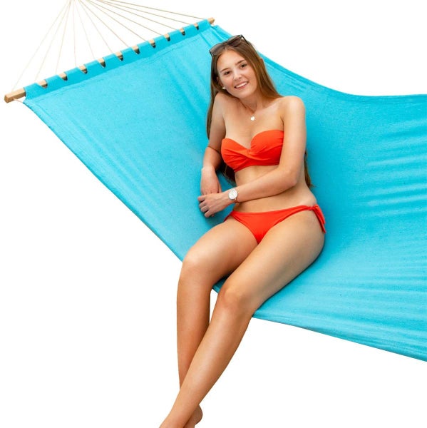 AMANKA XXL Stabhängematte 200x120 Doppelhängematte 2 Personen Hängematte Blau