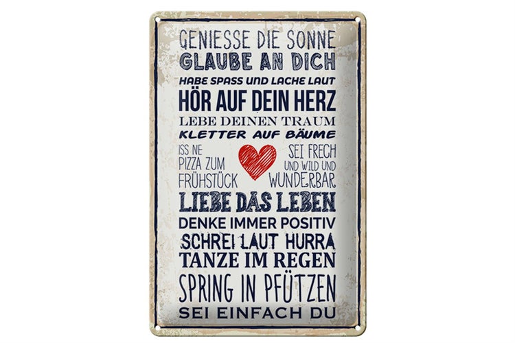 Blechschild Spruch 20x30cm genieße die Sonne