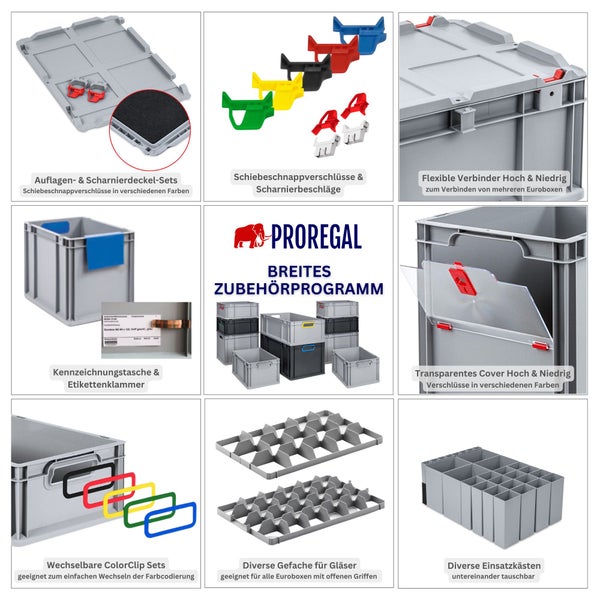 PROREGAL Eurobox Nextgen Color HxBxT 32 x 40 x 60 cm 65 Liter Griffe Gelb Geschlossen Verstärkter Boden Eurobehälter Transportbox