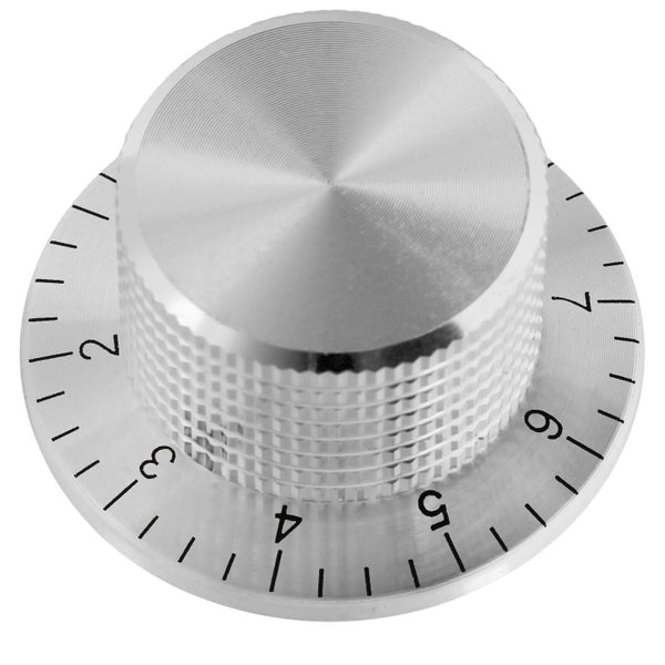Runder Drehknopf aus Metall mit Skala und Rändelung