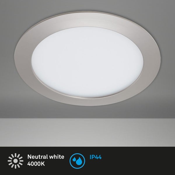 LED Einbauleuchte 1xLED 12W 4000K 1200lm silber Kunststoff Ø17cm Briloner