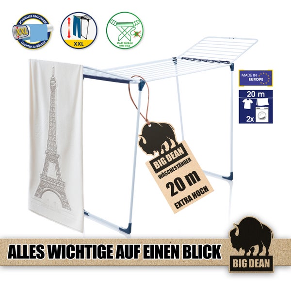 Wäscheständer mit Wäscheleine und Big Dean Logo