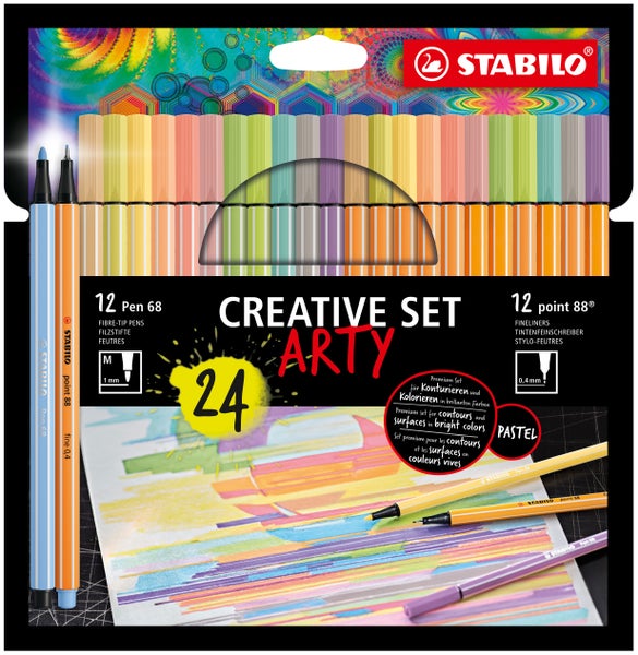 STABILO Filzstift/Fineliner 12x Pen 68 / 12x point 88 CREATIVE SET ARTY