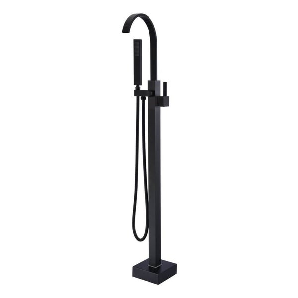 Home Deluxe - Design Standarmatur - SKY Matt Schwarz - Höhe: 112 cm, inkl. Handbrause I freistehende Armatur Wannenbrause Wanneneinlass