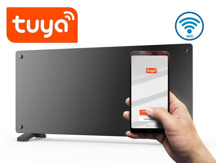 Infrarotheizung mit Smartphone App Steuerung und Tuya Logo