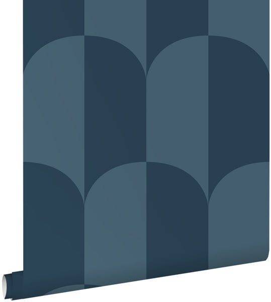 ESTAhome Tapete Art Decó Muster Dunkelblau - 53 cm x 10.05 m - 139996