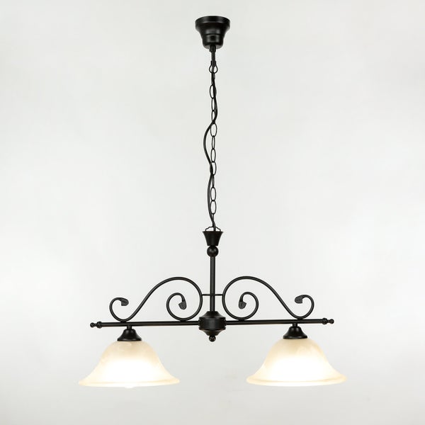 Zwei-flammige Pendelleuchte mit Glasschirmen