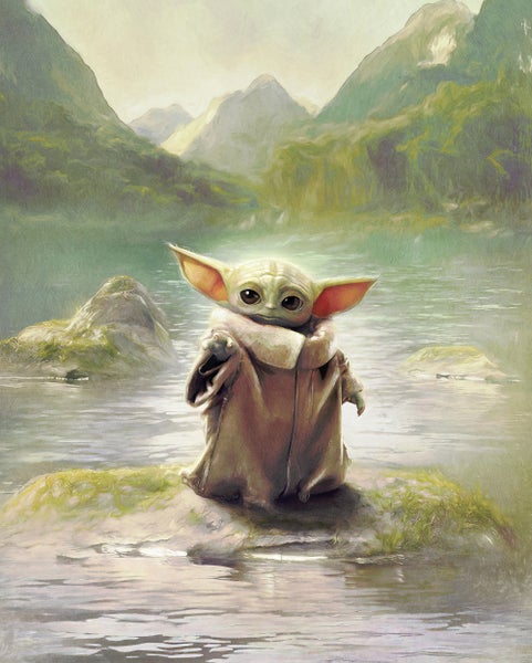 Gemälde einer Landschaft mit einer Figur