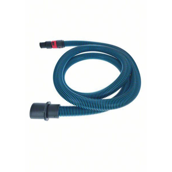 Blauer Staubsaugerschlauch mit schwarzem Anschlussstück