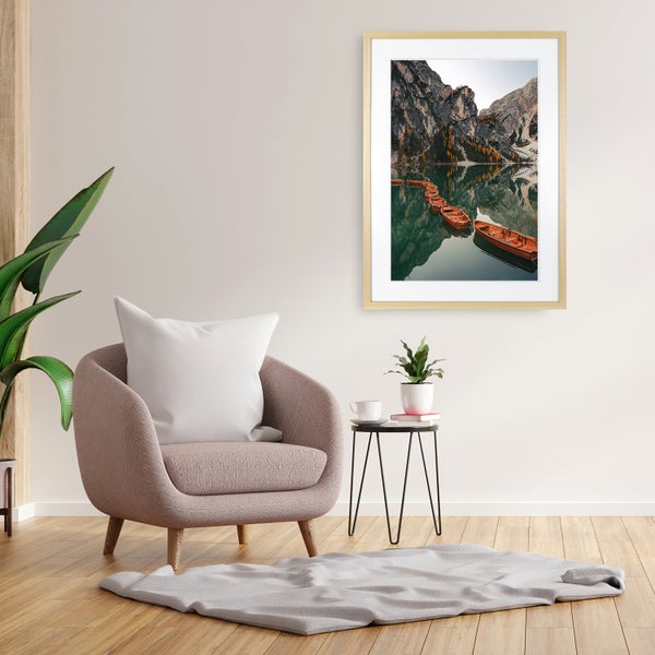 Queence Bilderrahmen | Echtholz | Holzrahmen | Acrylglas XT | Kristallklar | Bruchsicher | Minimalistisch | Design (40x50 cm, Natur, Hellbraun, Beige)