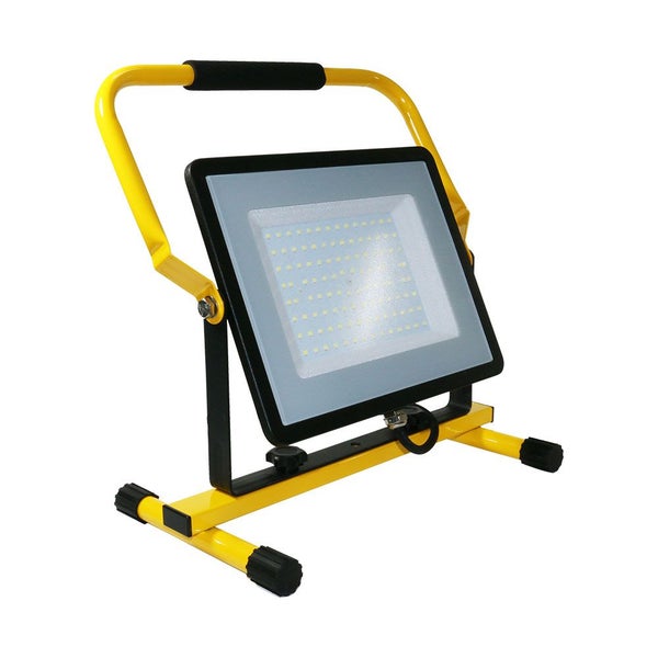 LED-Scheinwerfer mit H-Ständer - Samsung - Schwarz+Gelb - IP65 - 100W - 8200 Lumen - 4000K - 5 Jahre