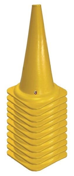 Gelber Leitkegel von oben