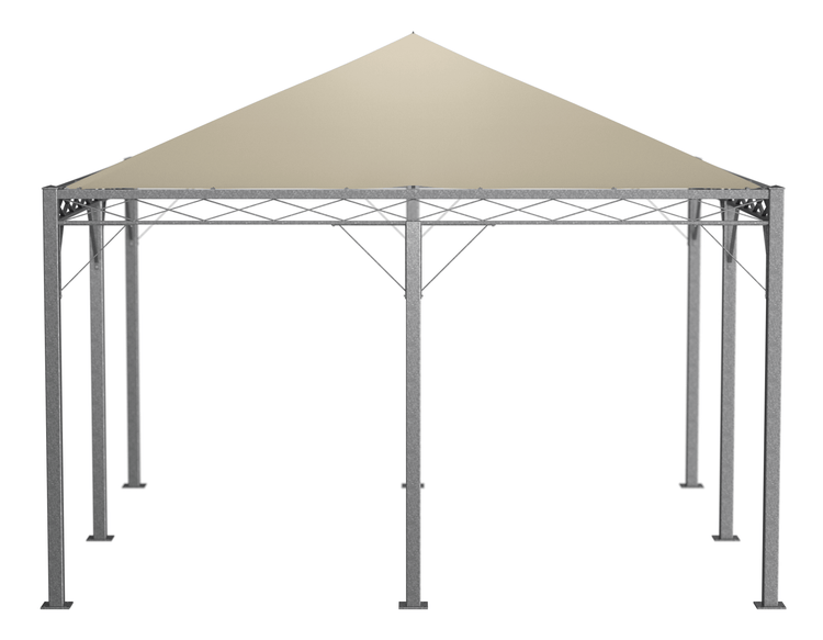 Pavillon ELEO Torino 4 x 4 m feuerverzinkt | mit Sonnensegel ecru