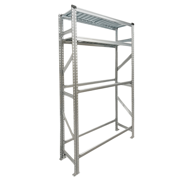 PROREGAL Reifenregal Proximo 200x90x40cm bis zu 8 Reifen auf 2 Ebenen + 2 Ablagen Verzinkt