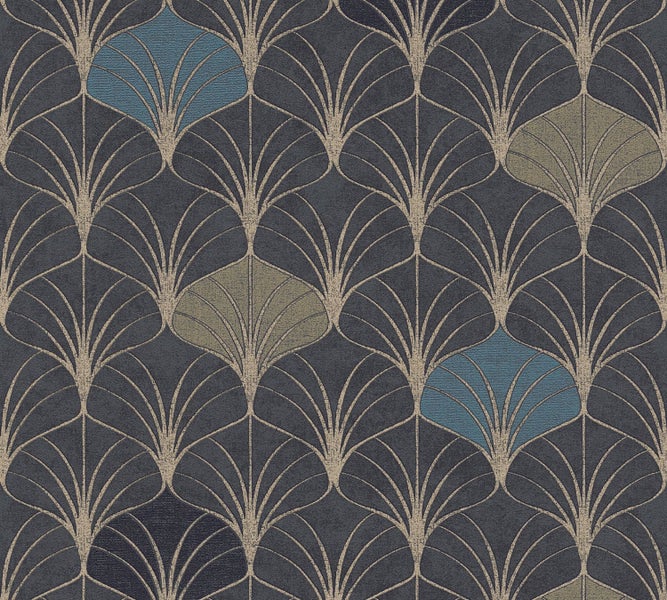 Tapete mit Art-Déco-Fächermuster