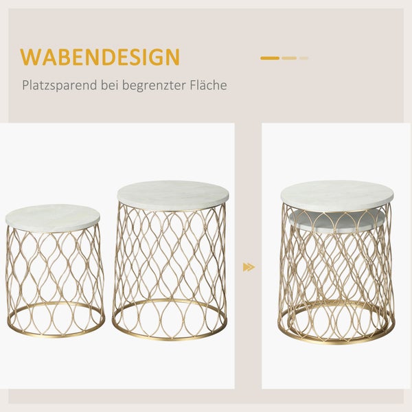 Outsunny Beistelltisch, 41L x 41B x 46H cm, Stahl, gold