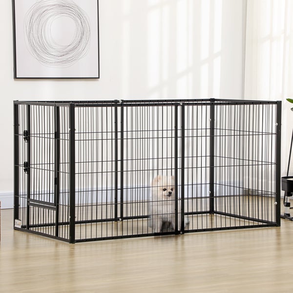 PawHut Welpenauslauf, 150L x 79B x 81H cm, Stahl, Schwarz
