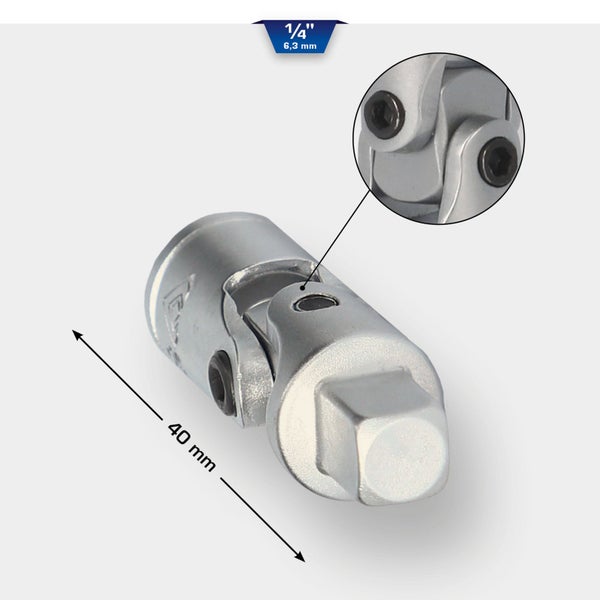 Kardanadapter mit 6,3 mm (1/4 Zoll) Anschluss und 40 mm Länge