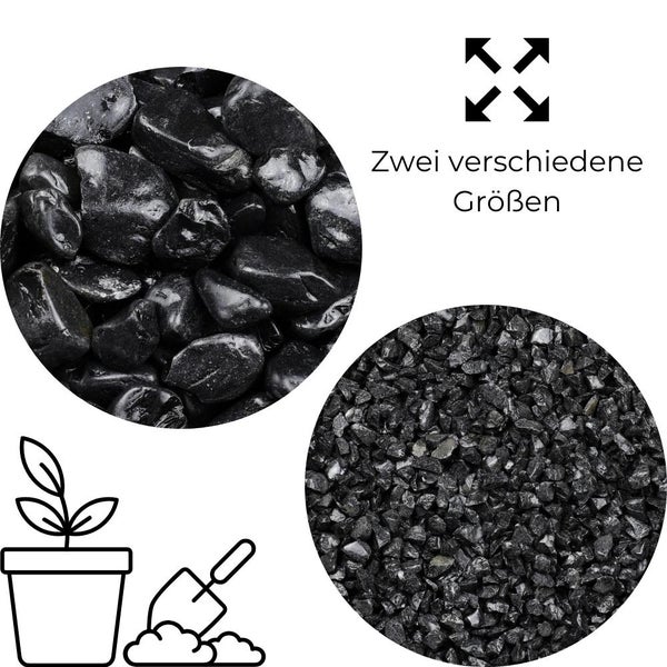 Kieselsteine Garten Zierkies 12-16 mm 25 kg Aquarium Kies Nero Ebano Schwarz Marmorkies Dekostein Gabion Steinteppich Zierstein Schwarz
