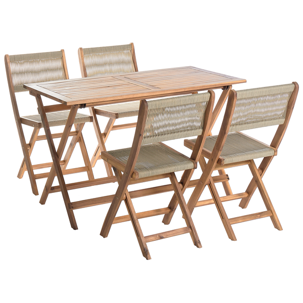 Gartenmöbel Set 4-Sitzer PROSSEDI Akazienholz Beige