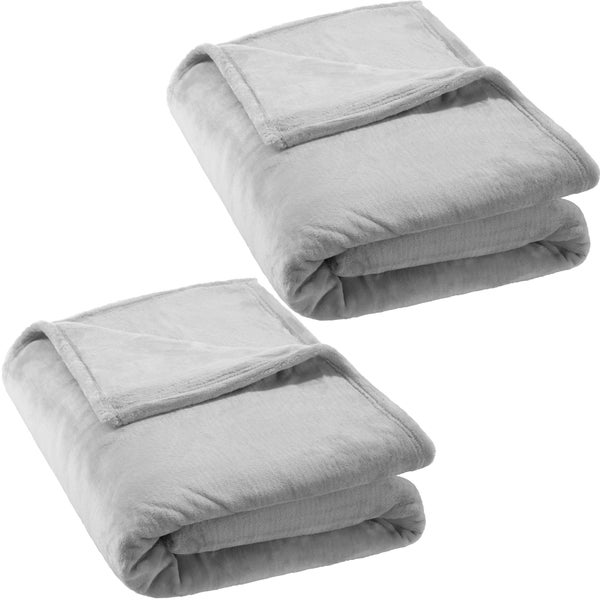 2er Set Kuscheldecke tectake  inklusive Tragetasche 220 x 240 cm grau