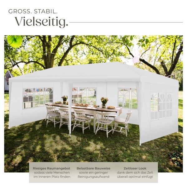 Pavillon tectake Novara wasserdicht 6 x 3 m, im Stecksystem weiß