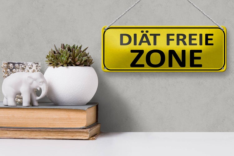 Blechschild Spruch 27x10cm Diät freie ZONE Dekoration