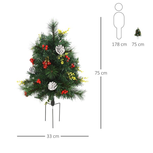 HOMCOM 2-er Set Weihnachtsbäume, Ø33 x 75 cm, PVC, Grün