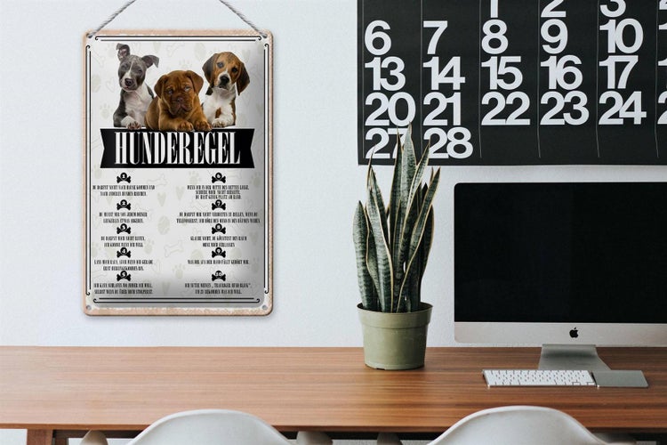 Blechschild Spruch 20x30cm Hunderegel du darfst mich nicht rufen