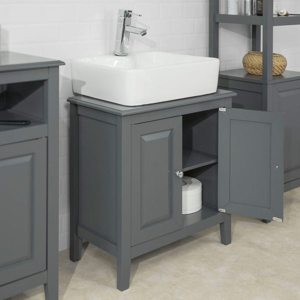 Waschbeckenunterschrank mit zwei Türen und Aussparung für Waschbecken