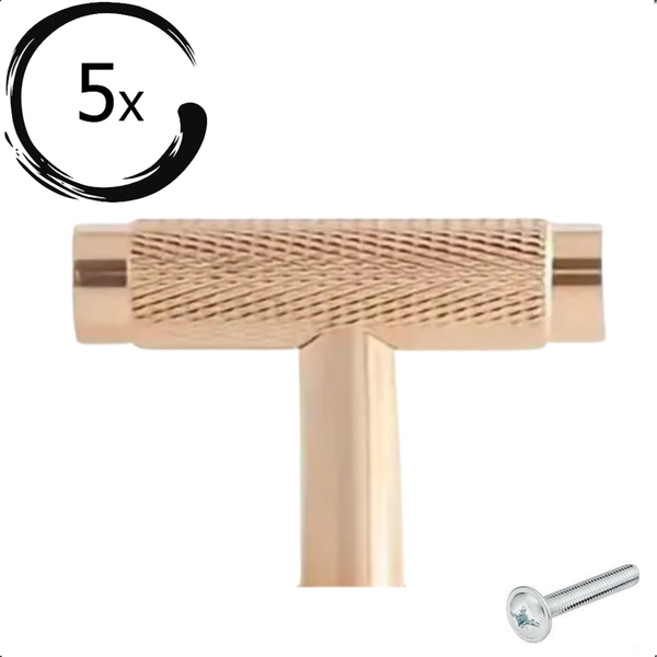 Fünf T-förmige Möbelknöpfe mit Schraube