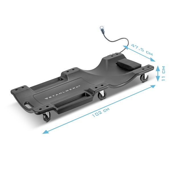 STAHLWERK Kfz-Rollbrett RCL-40 ST mit integriertem LED-Licht, 500 kg Tragkraft
