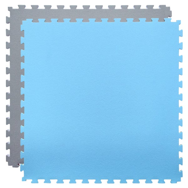 90x90cm Trainingsmatte mit Rand - 20mm Bodenschutz-Matte Grau Blau