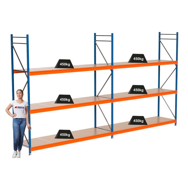 Lagerregal mit drei Ebenen und einer Traglast von 450 Kilogramm