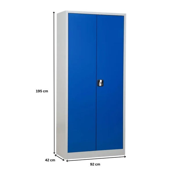 PROREGAL Stahlschrank Bee 9 Fachböden HxBxT 195 x 92 x 42 cm Verzinktes Fachbodenmaterial Grau & Blau