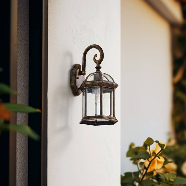 Lindby Wandleuchte außen (Laterne) Adelisa (spritzwassergeschützt (Landhaus, Vintage Rustikal) in Bronze aus Aluminium (1 flammig E27) - Außenwandleuchten Wandlampe Led Außenlampe Outdoor