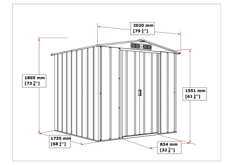 Metall Gerätehaus 202x174 Gartenhaus Schiebetüren