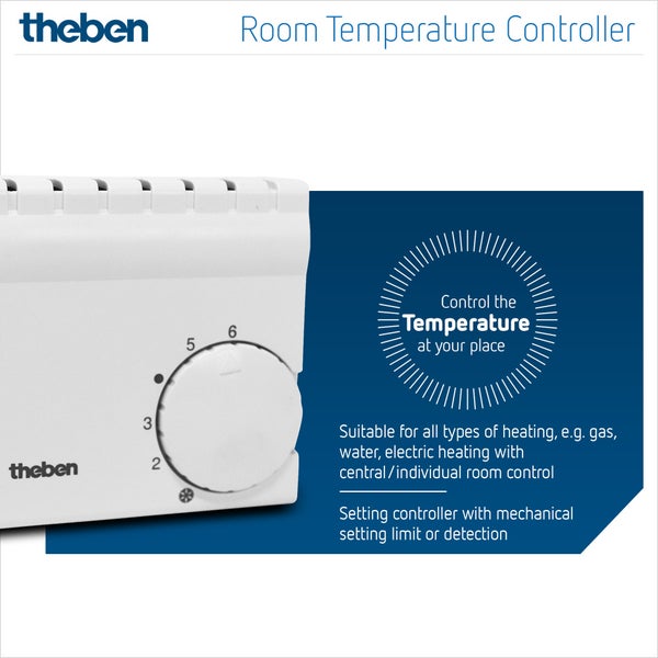 Theben 7010001 RAM 701 (RAMSES) - Raumthermostat für alle Heizungsarten, Raumtemperaturregler, Raumregler, Thermostat
