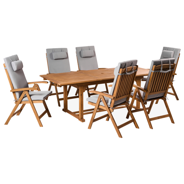 Gartenmöbel Set 6-Sitzer JAVA PREMIUM Akazienholz Hellgrau