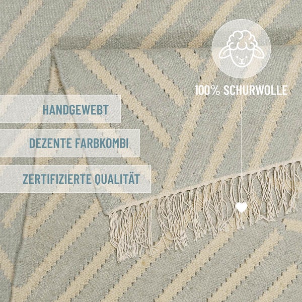 Kelim Teppich Pastell Grau Modern Pop WECONhome 80x150 cm